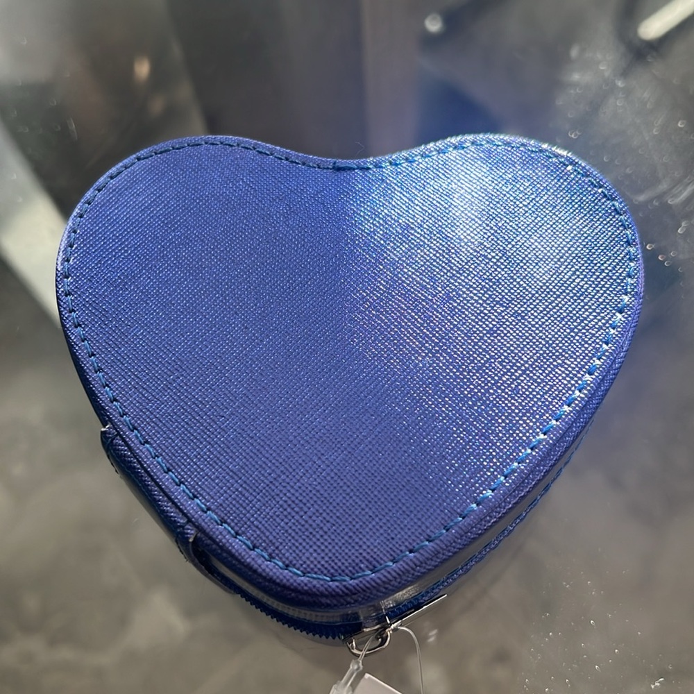 Stella & Max Heart Shaped Compact Jewelry Travel Box in Blue, New w/Tag - Picture 5 of 9